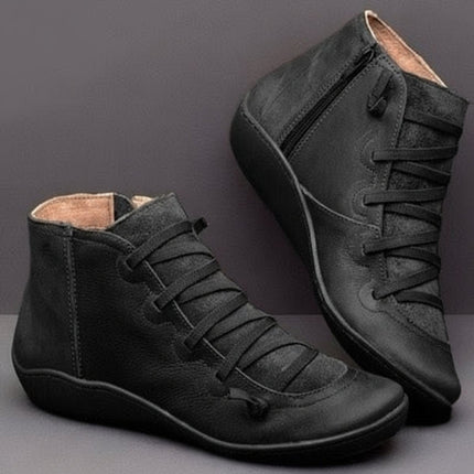Women's Winter Ankle Boots with Side Zip, Lace Up and Lined