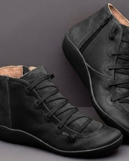 Women's Winter Ankle Boots with Side Zip, Lace Up and Lined