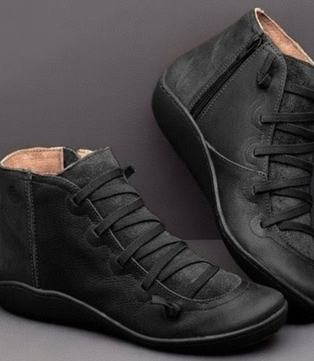 Women's Winter Ankle Boots with Side Zip, Lace Up and Lined